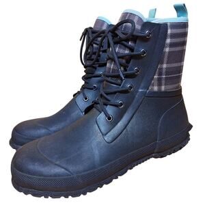 Tidewe  Women's lace up neoprene rubber boots muckboots ankle fleece lined work